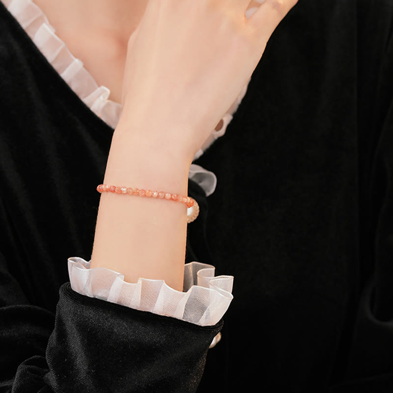 Buddha Stones 3mm Sun Stone Ultra-thin Beads 14k Gold Plated Copper Wealth Bracelet - image 9