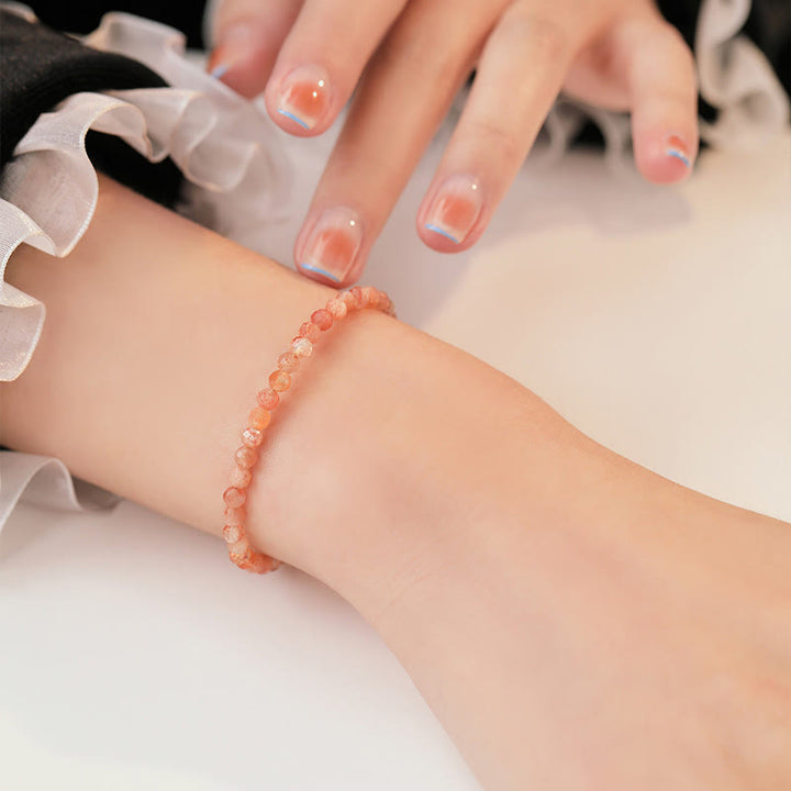Buddha Stones 3mm Sun Stone Ultra-thin Beads 14k Gold Plated Copper Wealth Bracelet - image 11