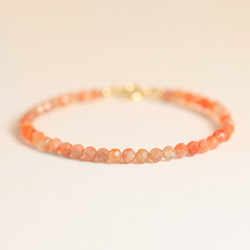 Buddha Stones 3mm Sun Stone Ultra-thin Beads 14k Gold Plated Copper Wealth Bracelet - image 4