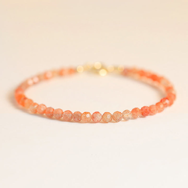 Buddha Stones 3mm Sun Stone Ultra-thin Beads 14k Gold Plated Copper Wealth Bracelet - image 4