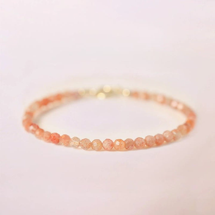 Buddha Stones 3mm Sun Stone Ultra-thin Beads 14k Gold Plated Copper Wealth Bracelet - image 0