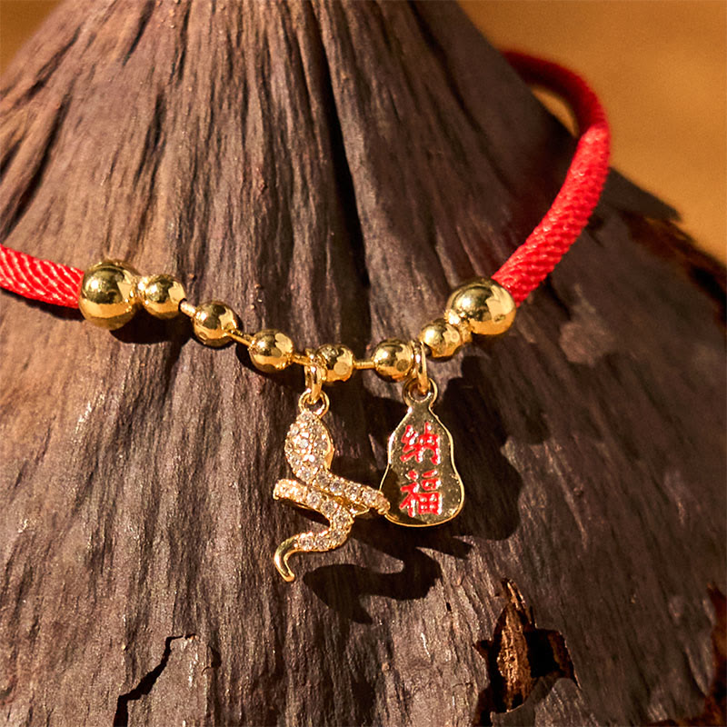 Buddha Stones Handmade Red String Fu Character Year Of The Snake Protection Braided Bracelet - image 3