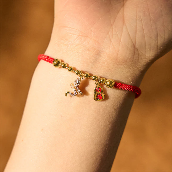 Buddha Stones Handmade Red String Fu Character Year Of The Snake Protection Braided Bracelet - image 4