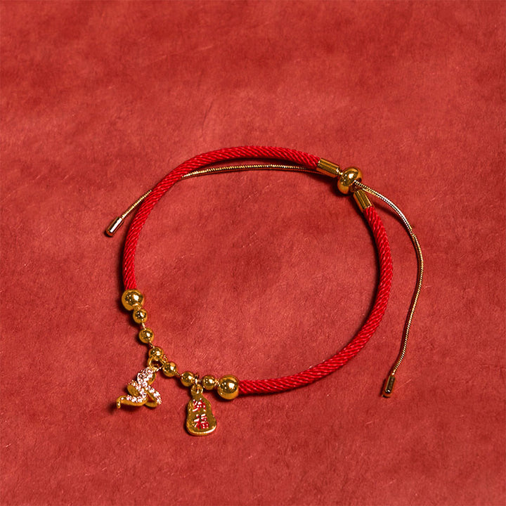Buddha Stones Handmade Red String Fu Character Year Of The Snake Protection Braided Bracelet - image 2
