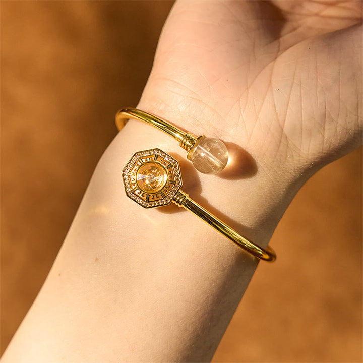 Buddha Stones Rutilated Quartz Copper Brass Rotatable Windmill Feng Sheng Shui Qi Courage Bracelet Bangle - image 4