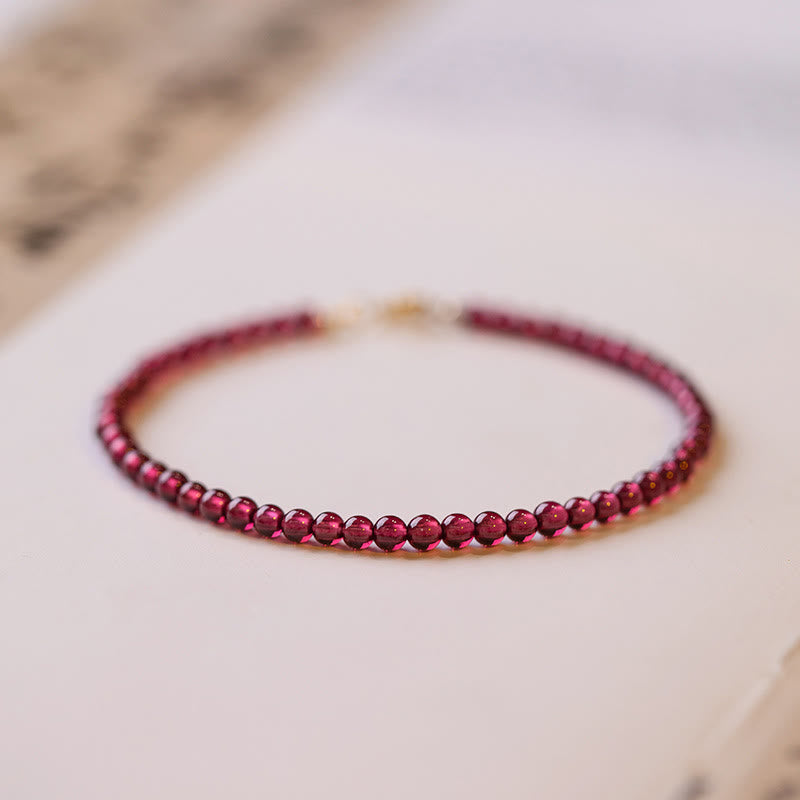 Buddha Stones 3mm Natural Small Garnet Ultra-Thin Beads Protection Bracelet - image 2