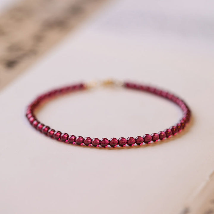 Buddha Stones 3mm Natural Small Garnet Ultra-Thin Beads Protection Bracelet - image 2