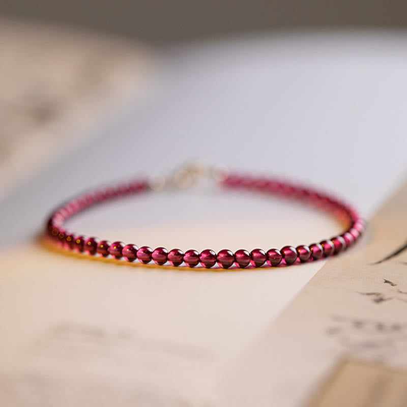 Buddha Stones 3mm Natural Small Garnet Ultra-Thin Beads Protection Bracelet - image 1