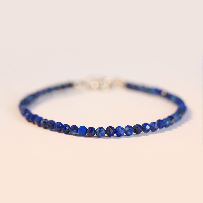 Buddha Stones Small Lazurite Ultra-Thin Beads Balance Bracelet - 3mm Polygonal Beads - 16cm - image 0