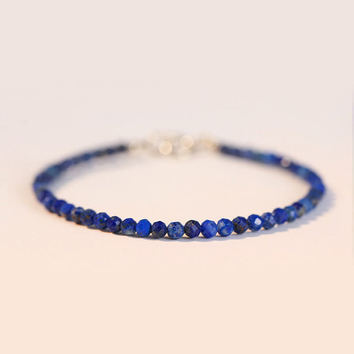 Buddha Stones Small Lazurite Ultra-Thin Beads Balance Bracelet - 3mm Polygonal Beads - 16cm - image 0