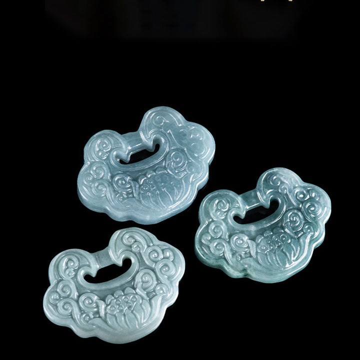Buddha Stones Lotus Carved Jade Ruyi Abundance Prosperity Abundance Necklace Pendant - image 8