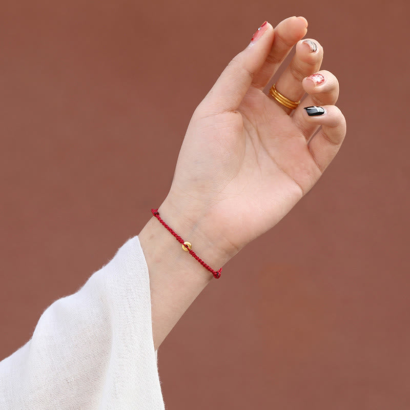 Buddha Stones 999 Gold Small Peace Buckle Red String Protection Luck Braided Bracelet Anklet - image 9