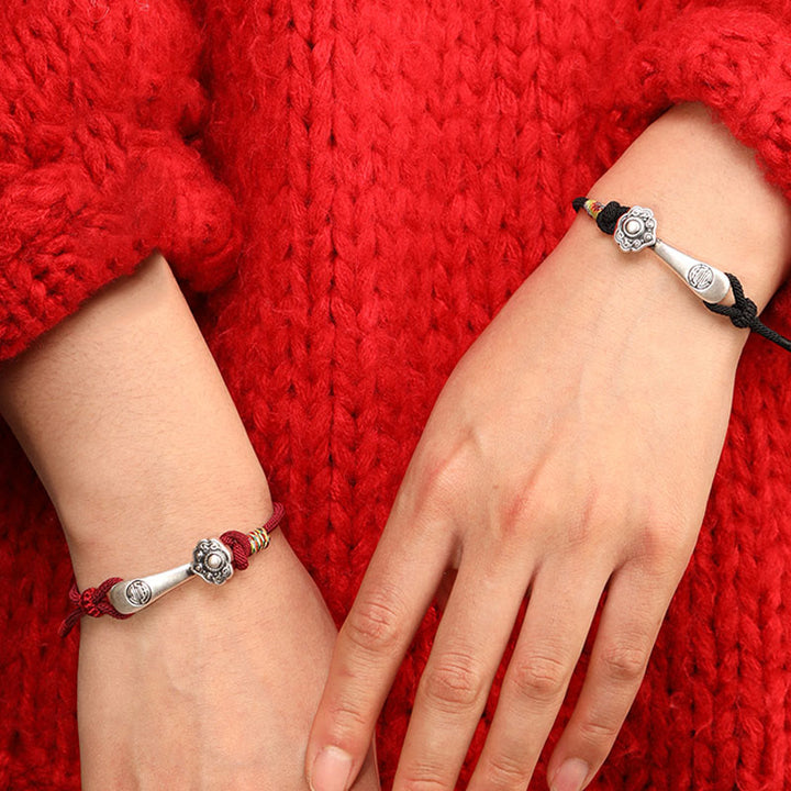 Buddha Stones 999 Sterling Silver Ruyi Stick String Protection Braided Bracelet - image 4