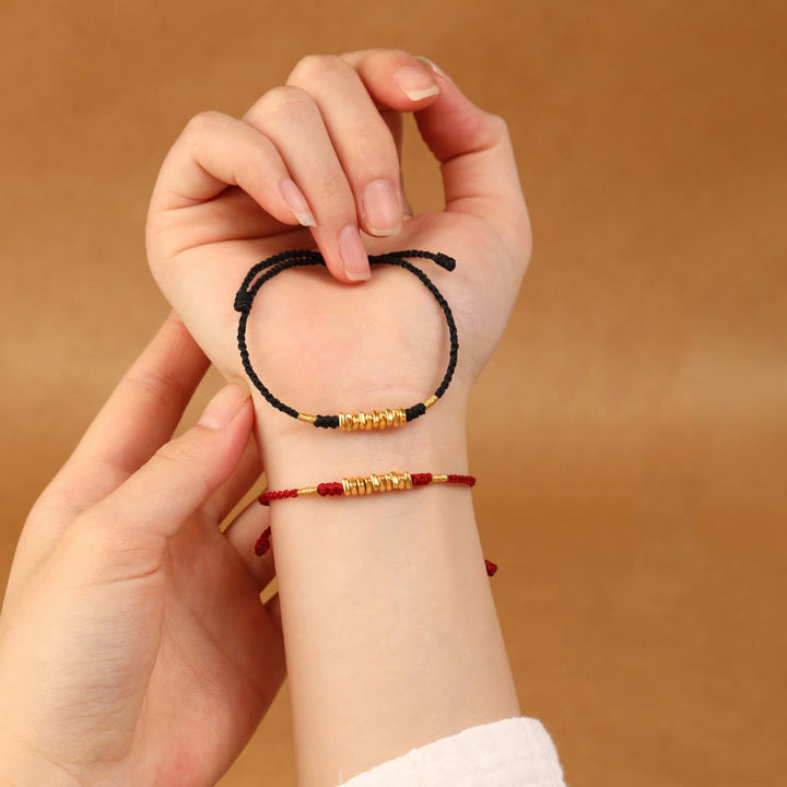 Buddha Stones 999 Gold Small Pieces String Protection Luck Ultra-Thin Braided Bracelet - image 15