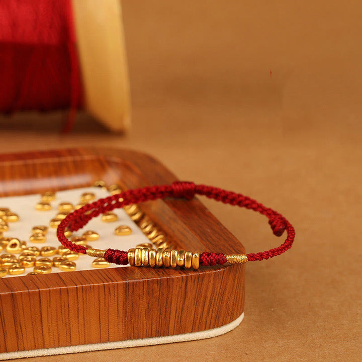 Buddha Stones 999 Gold Small Pieces String Protection Luck Ultra-Thin Braided Bracelet - image 9