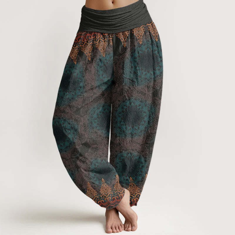 Buddha Stones Triangular Mandala Patterns Women's Elastic Waist Harem Pants - DimGray - US22，UK/AU26，EU54 (6XL) - image 4