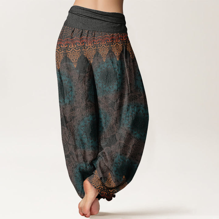 Buddha Stones Triangular Mandala Patterns Women's Elastic Waist Harem Pants - image 6