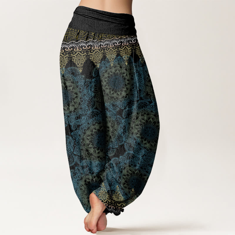 Buddha Stones Triangular Mandala Patterns Women's Elastic Waist Harem Pants - image 9