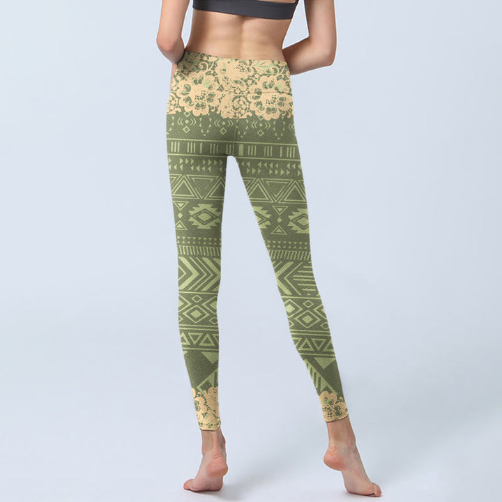 Buddha Stones Flowers Geometric Shapes Gym Leggings Women's Yoga Pants - image 6