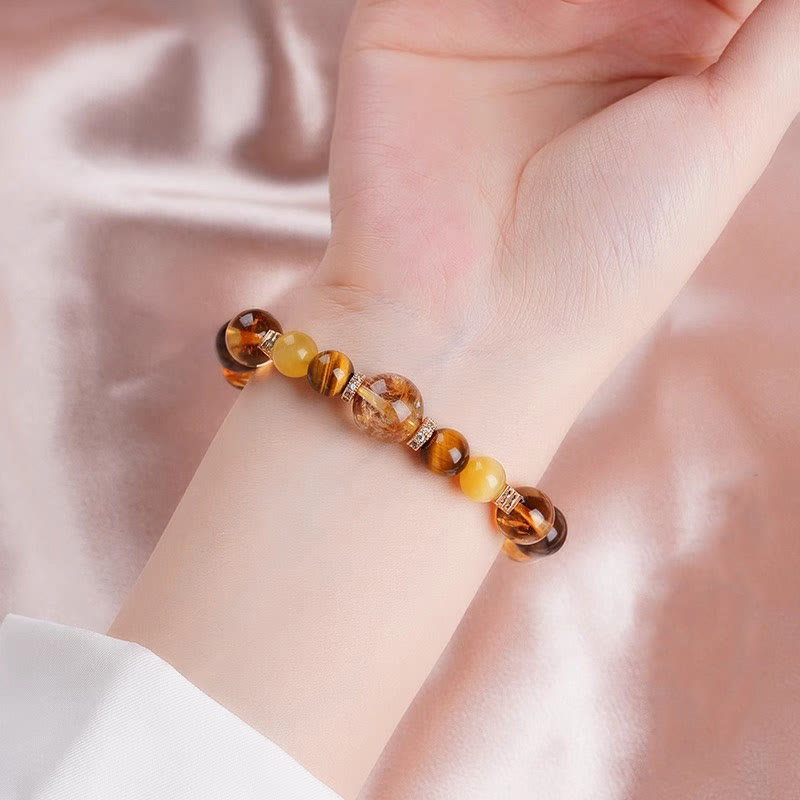 Buddha Stones Citrine Topaz Tiger Eye Happiness Bracelet - image 4