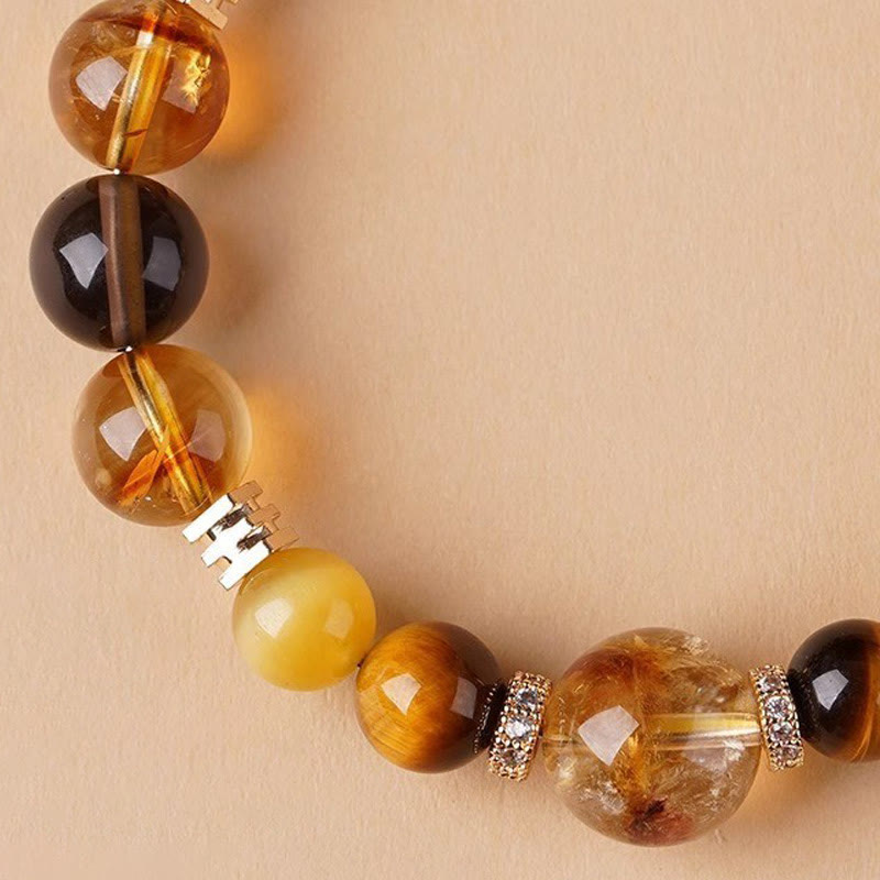 Buddha Stones Citrine Topaz Tiger Eye Happiness Bracelet - image 10