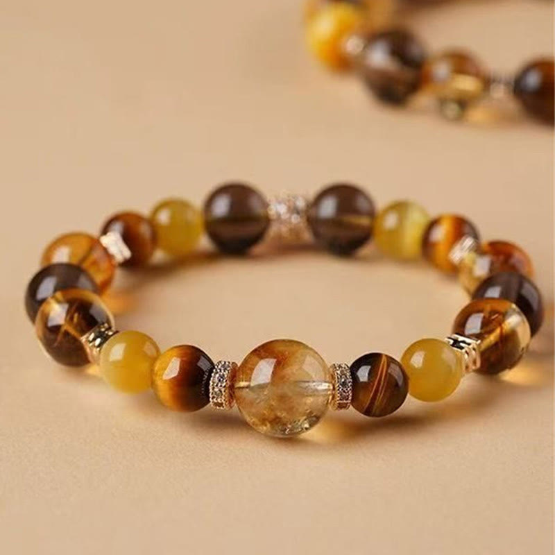 Buddha Stones Citrine Topaz Tiger Eye Happiness Bracelet - image 2