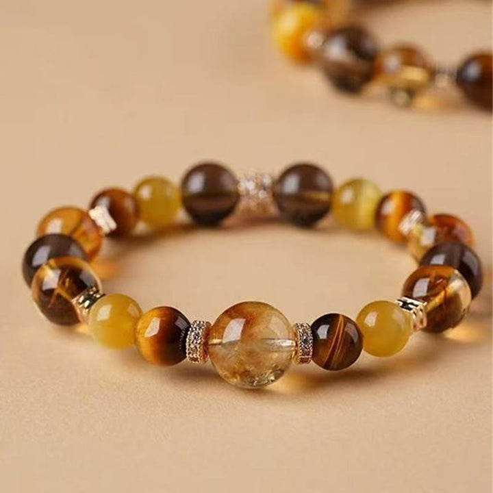 Buddha Stones Citrine Topaz Tiger Eye Happiness Bracelet - image 2
