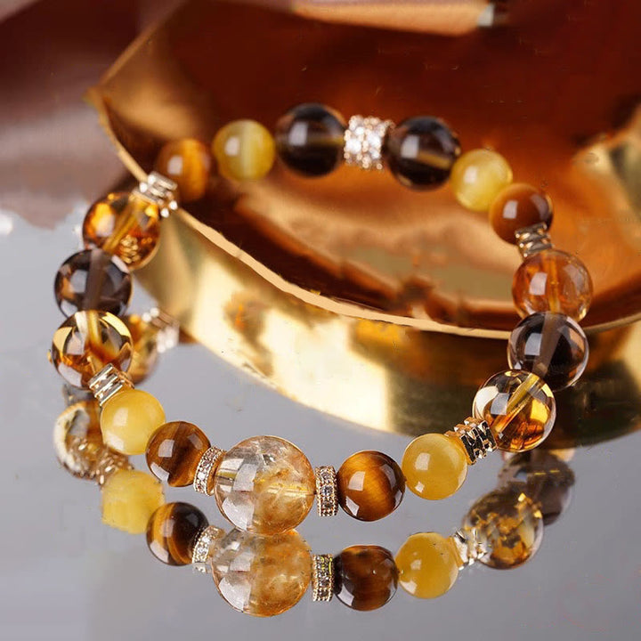 Buddha Stones Citrine Topaz Tiger Eye Happiness Bracelet - image 12