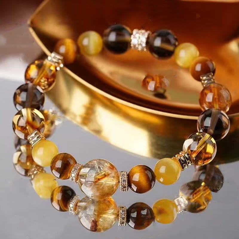 Buddha Stones Citrine Topaz Tiger Eye Happiness Bracelet - image 14