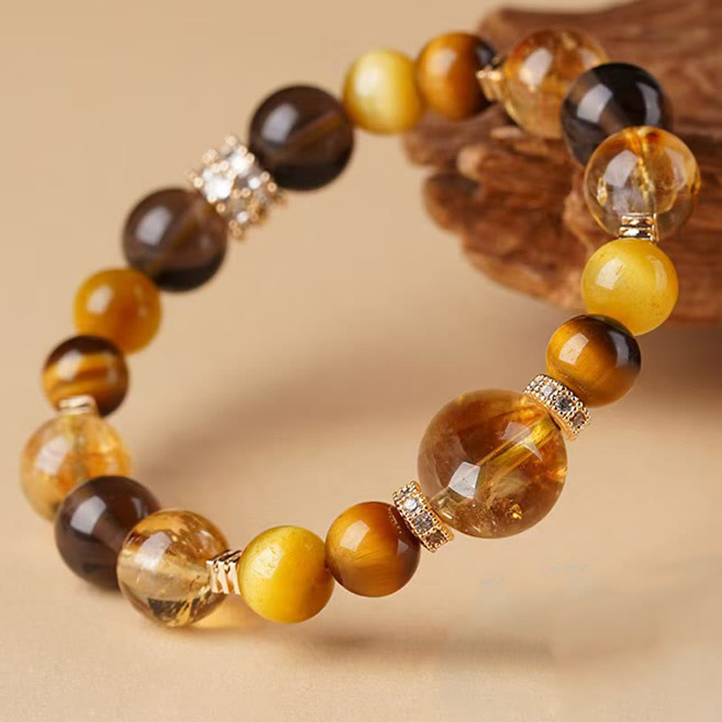 Buddha Stones Citrine Topaz Tiger Eye Happiness Bracelet - image 3