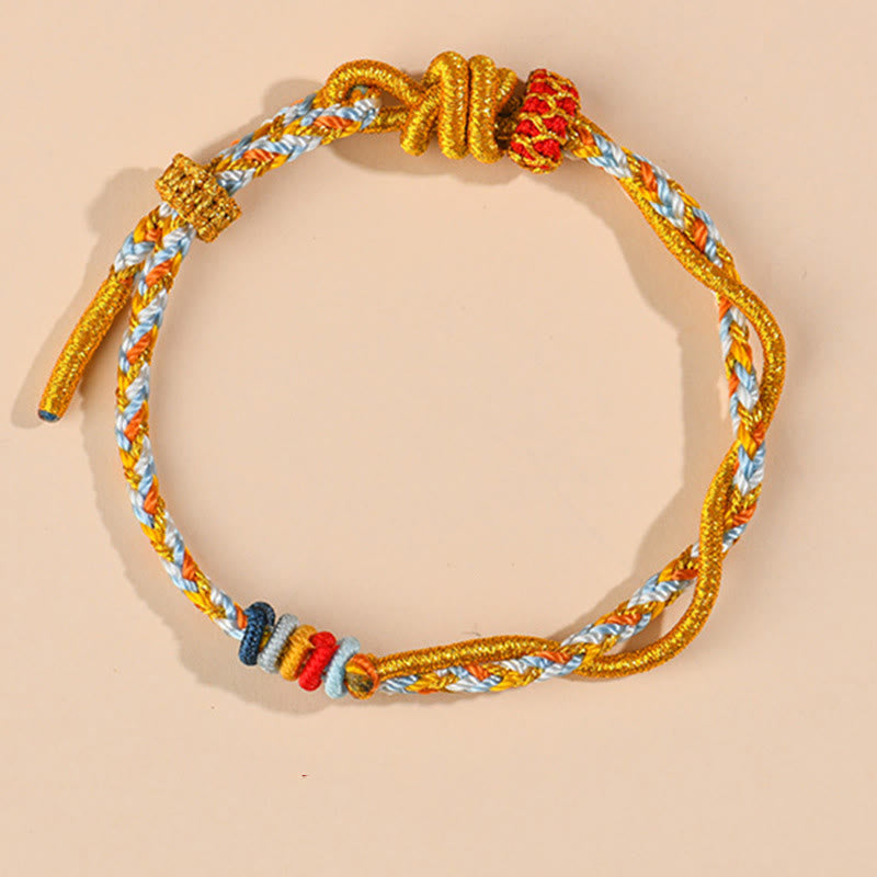 Buddha Stones Colorful String Snake Dragon Year of the Snake Luck Bracelet - Yellow Blue - image 0