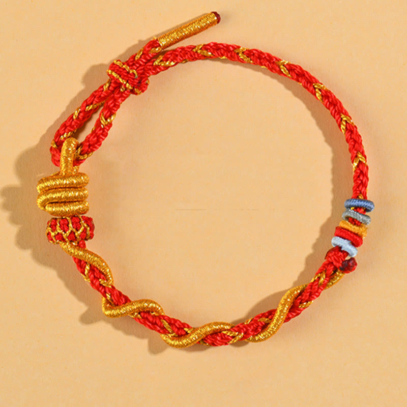 Buddha Stones Colorful String Snake Dragon Year of the Snake Luck Bracelet - Red Adamantine knot - image 13