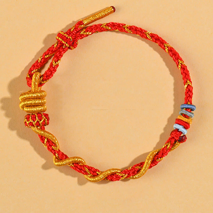 Buddha Stones Colorful String Snake Dragon Year of the Snake Luck Bracelet - Red Adamantine knot - image 13