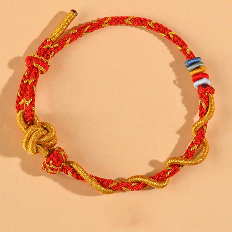 Buddha Stones Colorful String Snake Dragon Year of the Snake Luck Bracelet - Red Dimple Knot - image 16