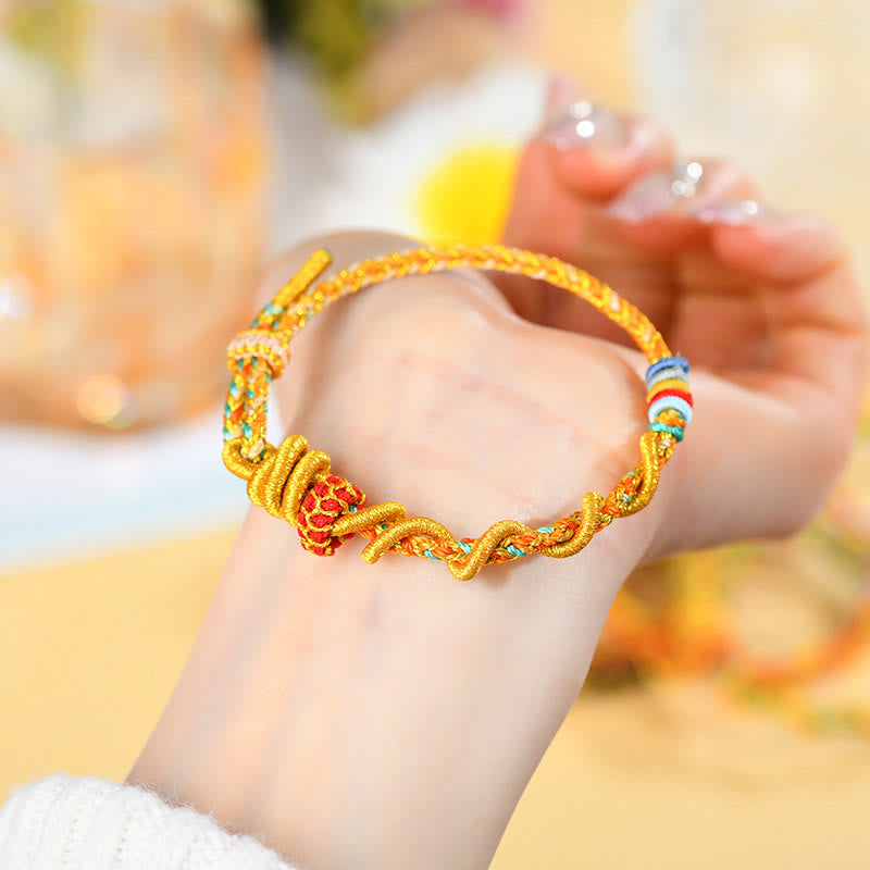 Buddha Stones Colorful String Snake Dragon Year of the Snake Luck Bracelet - image 5