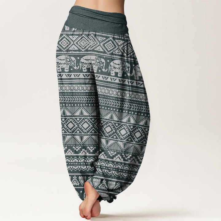 Buddha Stones Cotton Casual Elephant Geometric Figure Women's Elastic Waist Harem Pants - image 6