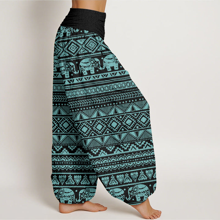 Buddha Stones Casual Elephant Geometric Figure Women's Elastic Waist Harem Pants - image 8