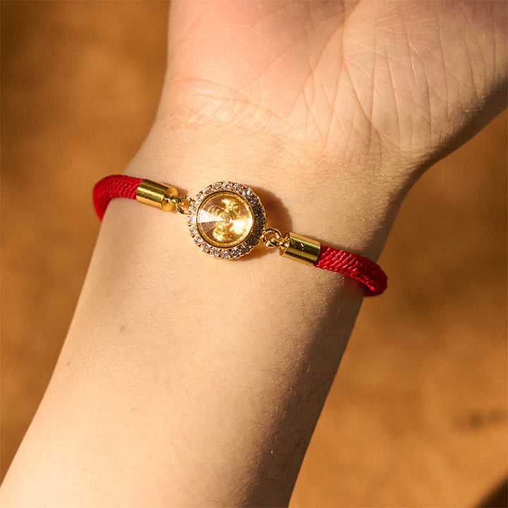 Buddha Stones Red String Copper Brass Rotatable Windmill Feng Sheng Shui Qi Protection Braided Bracelet - image 4