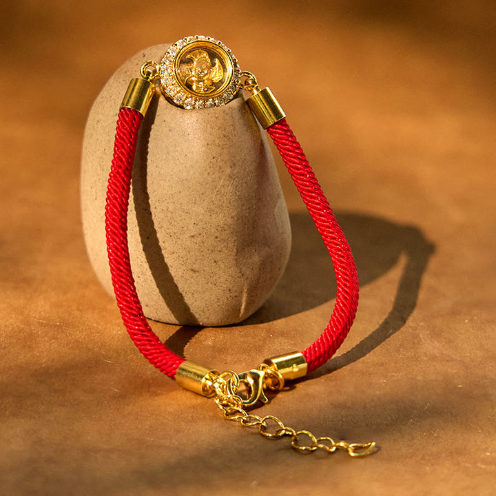 Buddha Stones Red String Copper Brass Rotatable Windmill Feng Sheng Shui Qi Protection Braided Bracelet - image 2