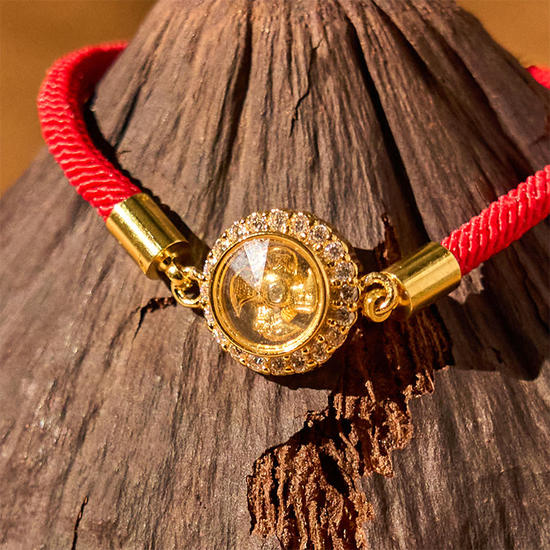 Buddha Stones Red String Copper Brass Rotatable Windmill Feng Sheng Shui Qi Protection Braided Bracelet - image 3