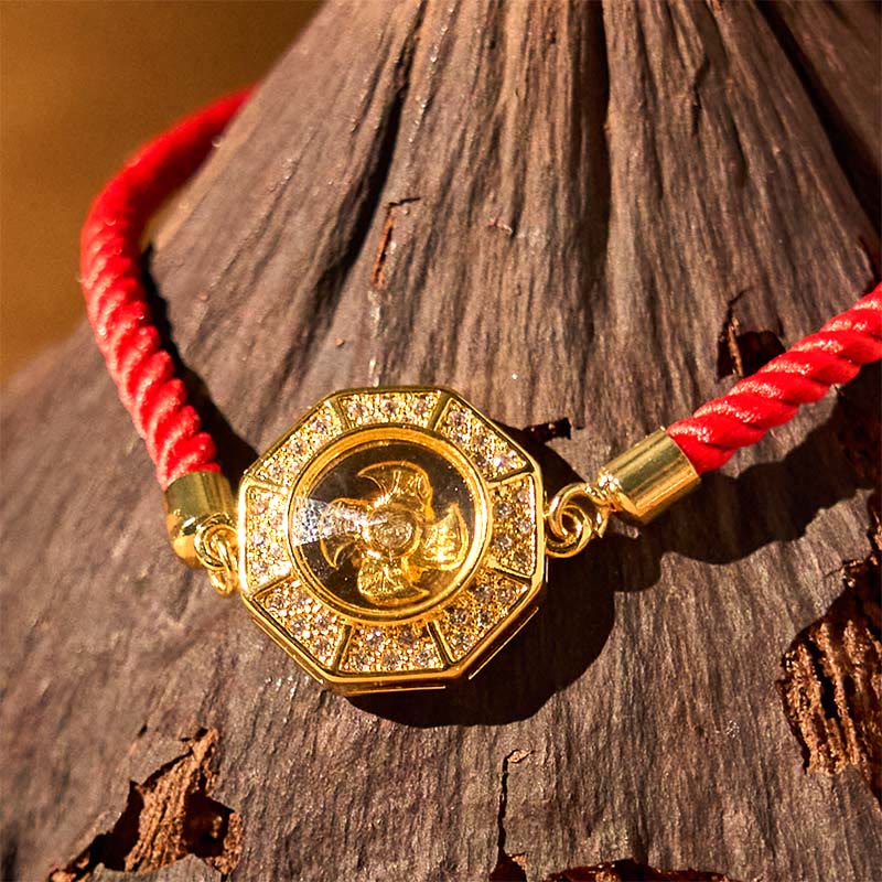 Buddha Stones Copper Brass Rotatable Windmill Feng Sheng Shui Qi Red String Faith Braided Bracelet - image 3