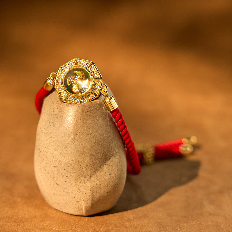 Buddha Stones Copper Brass Rotatable Windmill Feng Sheng Shui Qi Red String Faith Braided Bracelet - image 2