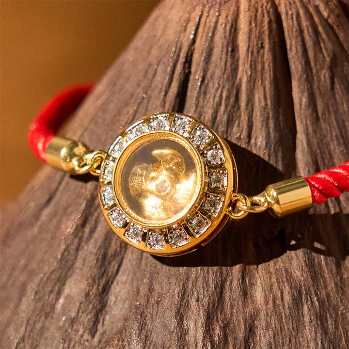 Buddha Stones Copper Brass Feng Sheng Shui Qi Rotatable Windmill  Red String Faith Braided Bracelet - image 3