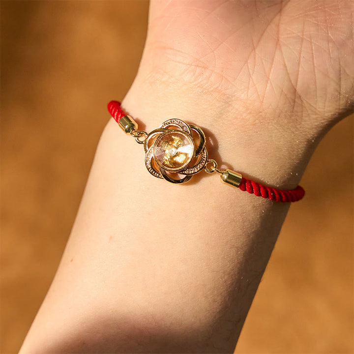 Buddha Stones Rotatable Plum Red String Copper Brass Windmill Feng Sheng Shui Qi Protection Braided Bracelet - image 3