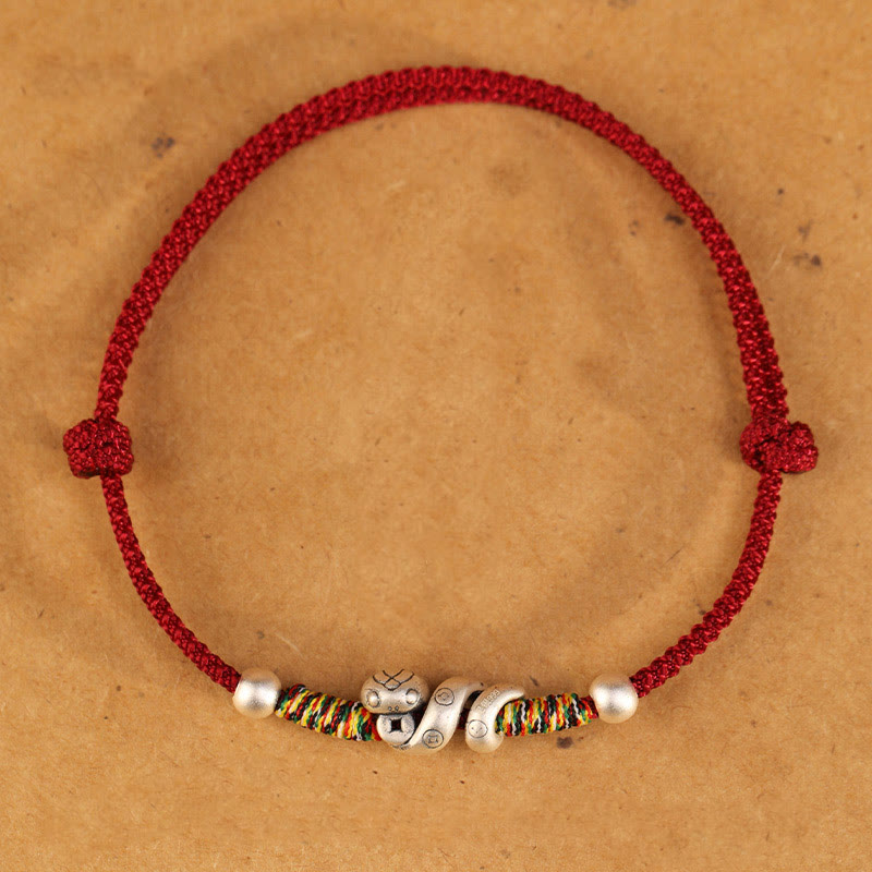 Buddha Stones Red String 999 Sterling Silver Year Of The Snake Anklet - image 11