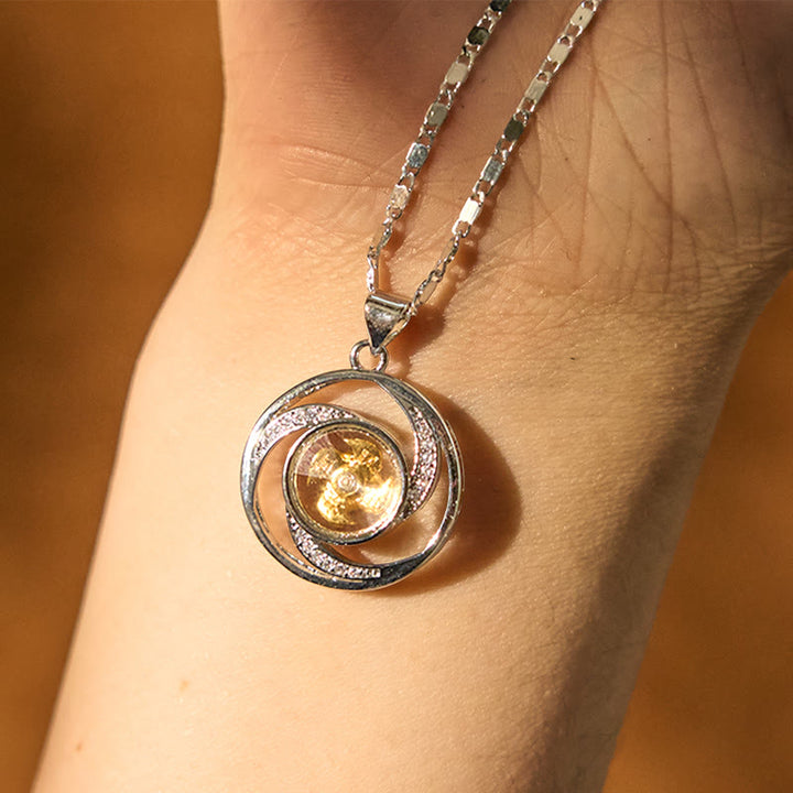Buddha Stones Gold plated Copper Brass Rotatable Windmill Luck Necklace Pendant - image 2