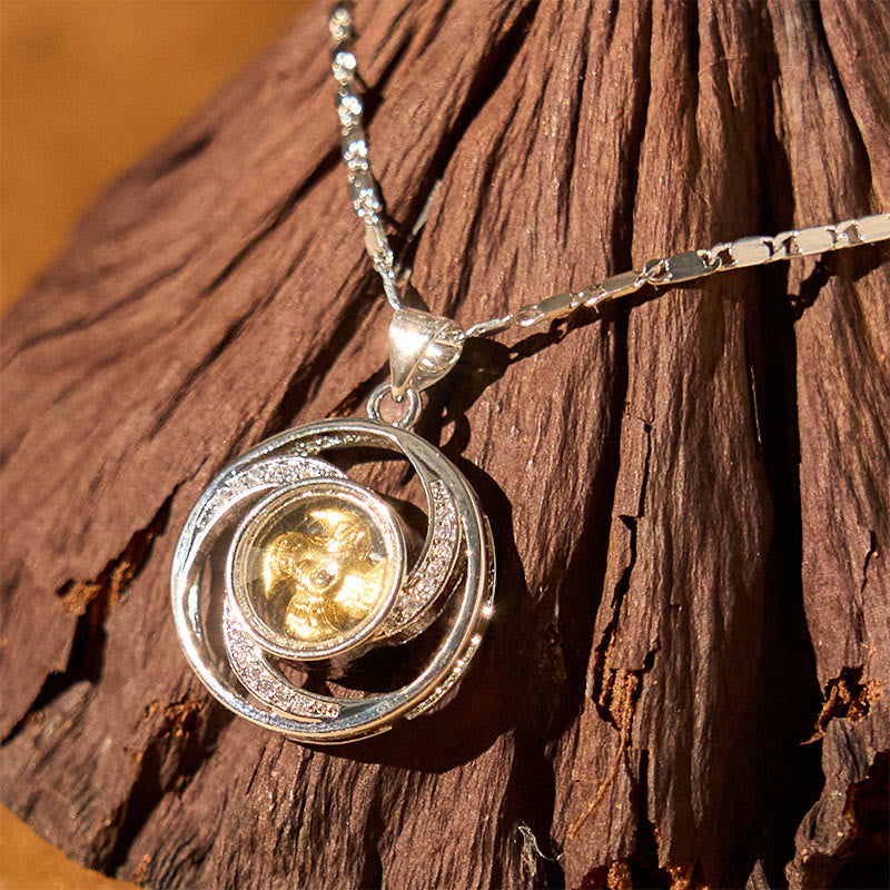 Buddha Stones Gold plated Copper Brass Rotatable Windmill Luck Necklace Pendant - image 1