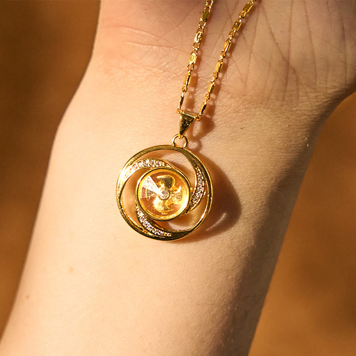 Buddha Stones Gold plated Copper Brass Rotatable Windmill Luck Necklace Pendant - image 12