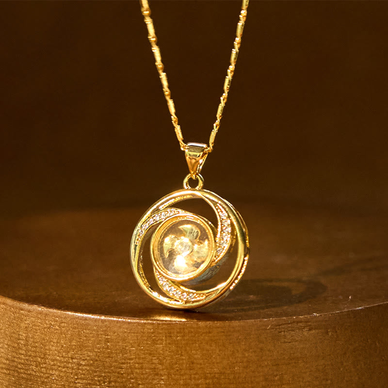 Buddha Stones Gold plated Copper Brass Rotatable Windmill Luck Necklace Pendant - image 10