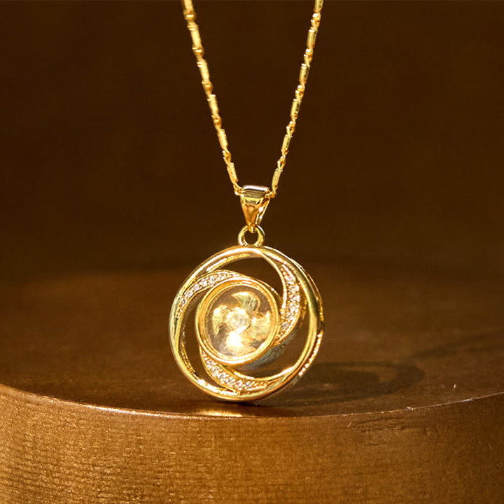 Buddha Stones Gold plated Copper Brass Rotatable Windmill Luck Necklace Pendant - image 10